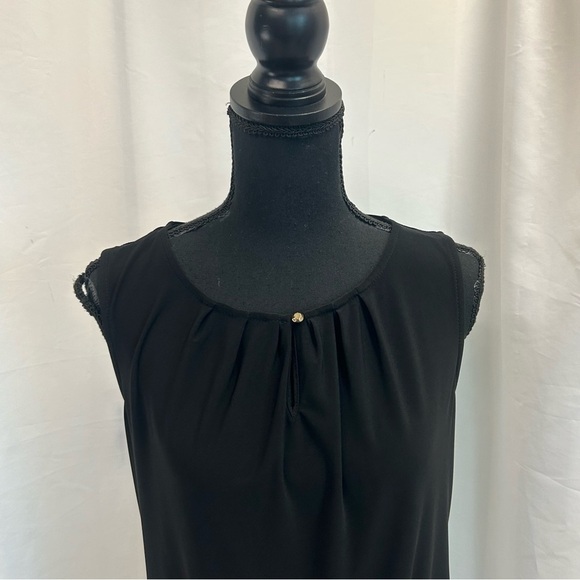 Tahari ASL Black sleeveless ruched top blouse size small - Picture 2 of 10